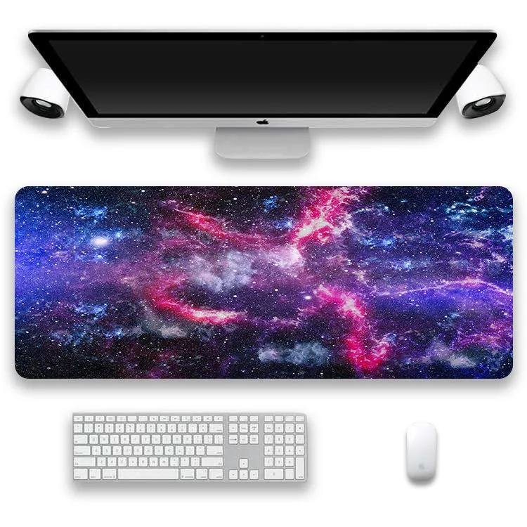 Non-slip rubber cloth keyboard mat with star mouse design printed using L heat transfer on a desk