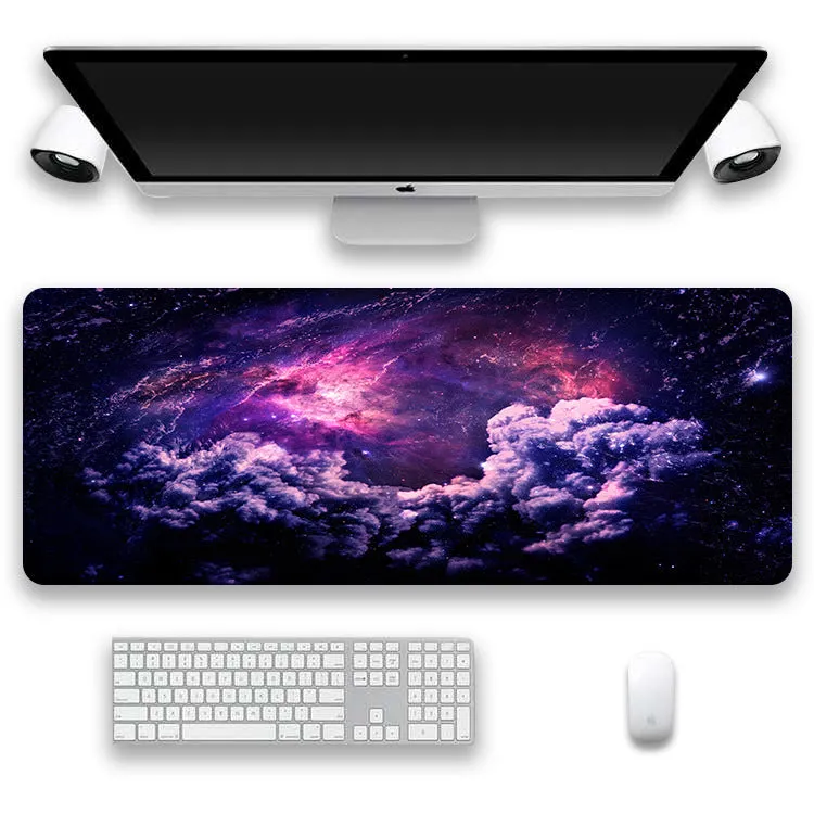 Non-slip rubber cloth keyboard mat with star mouse design printed using L heat transfer on a desk