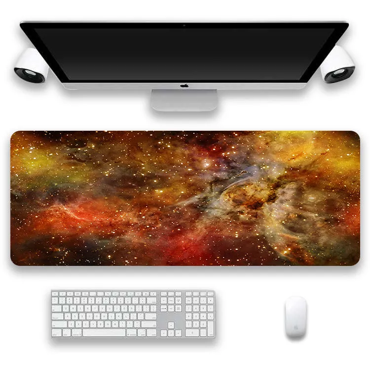 Non-slip rubber cloth keyboard mat with star mouse design printed using L heat transfer on a desk