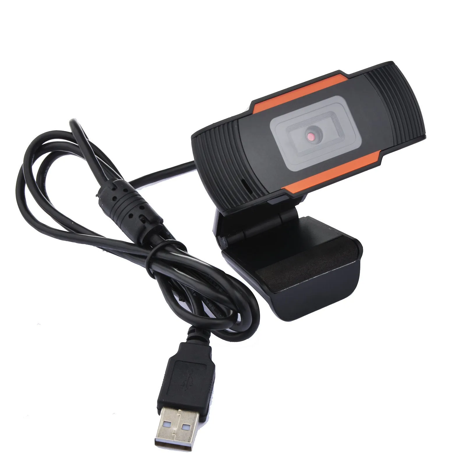 12.0MP USB 2.0 web camera in black and silver with glass lens and built-in microphone