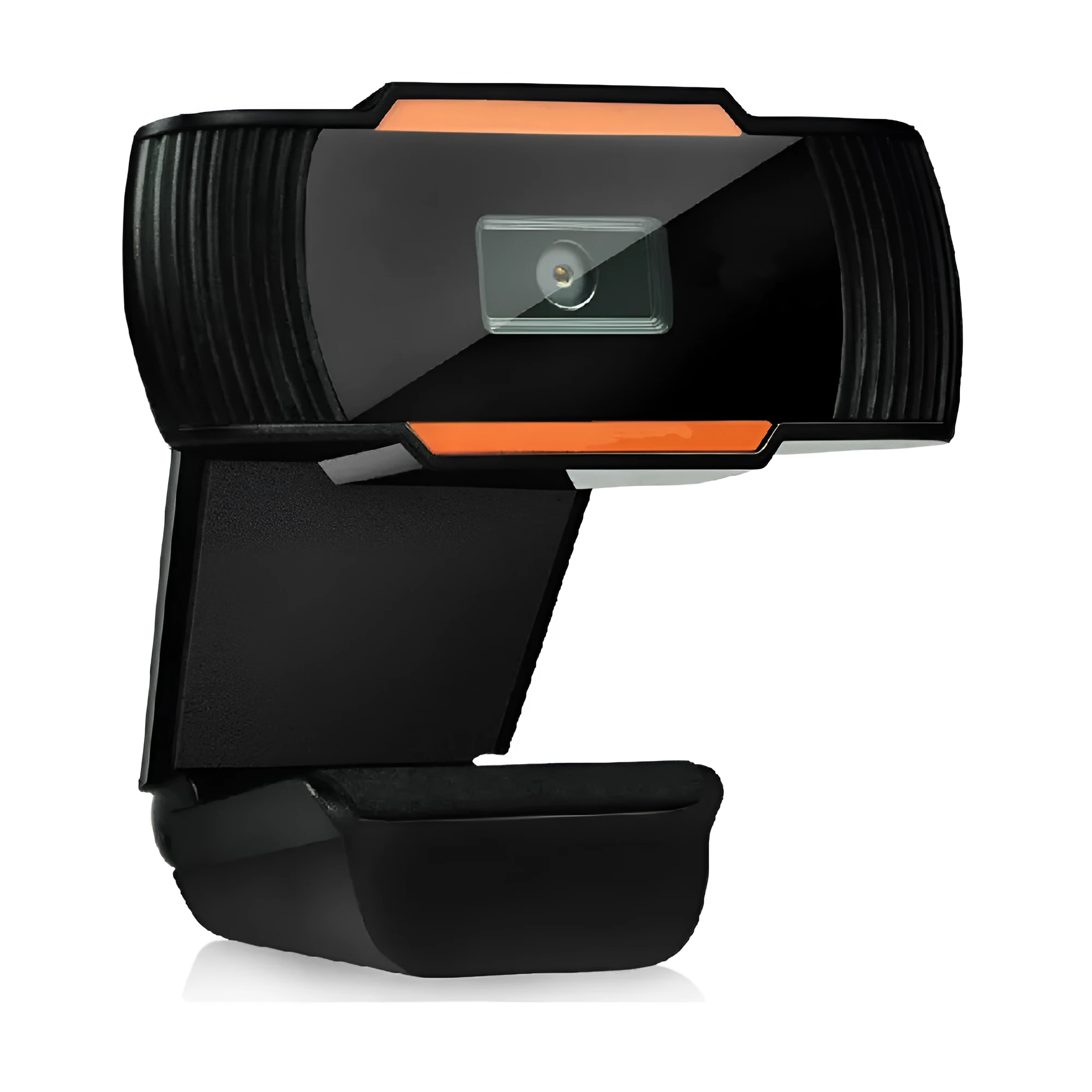 12.0MP USB 2.0 web camera in black and silver with glass lens and built-in microphone