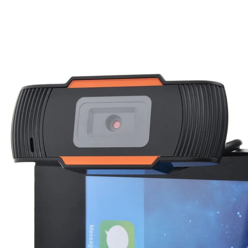 12.0MP USB 2.0 web camera in black and silver with glass lens and built-in microphone