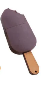 White ice cream shaped silicone USB 2.0 flash drive with 32GB capacity on a plain background