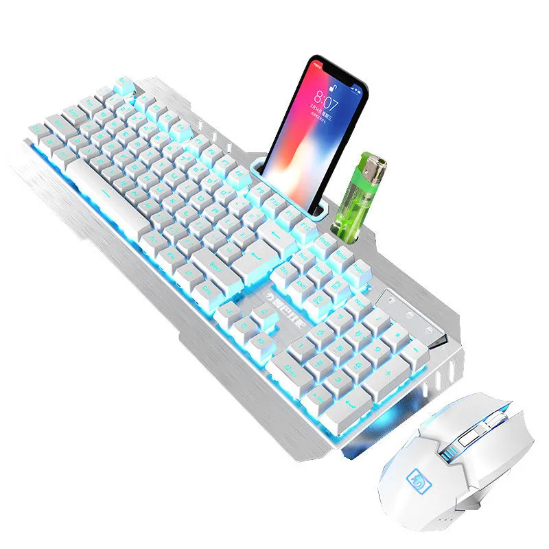 Xinmeng 670 wireless charging keyboard and mouse set with luminous backlight in black and orange colour