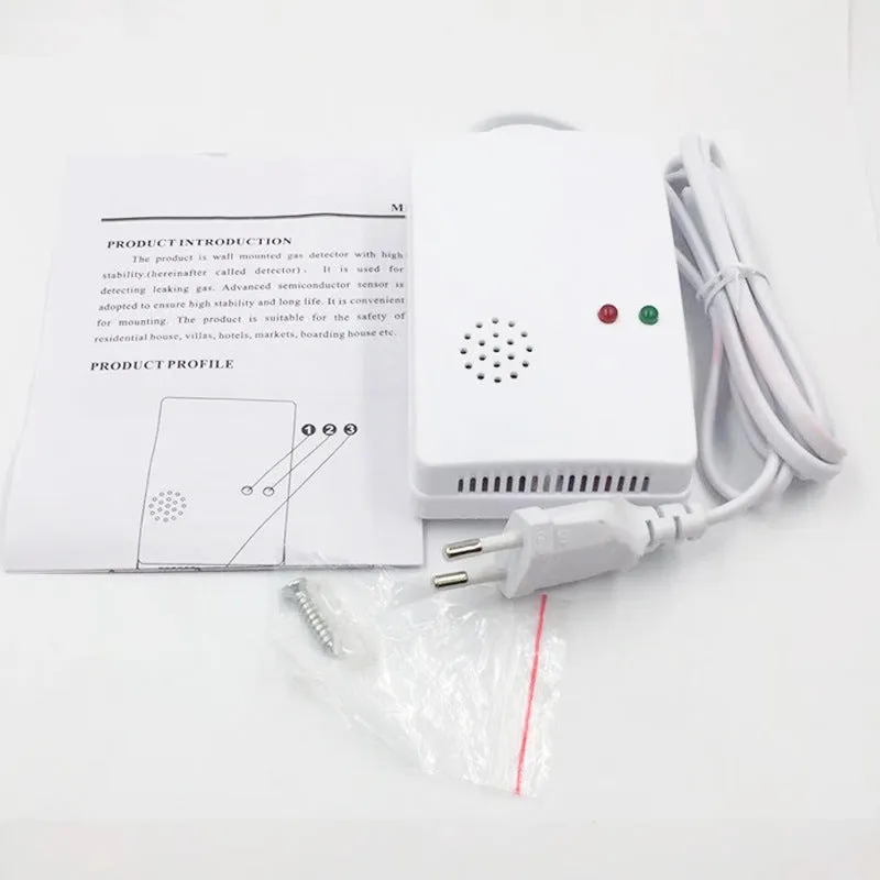 Domestic gas leak alarm wall-mounted for kitchen or hotel use, 110-220V AC, EU or US model