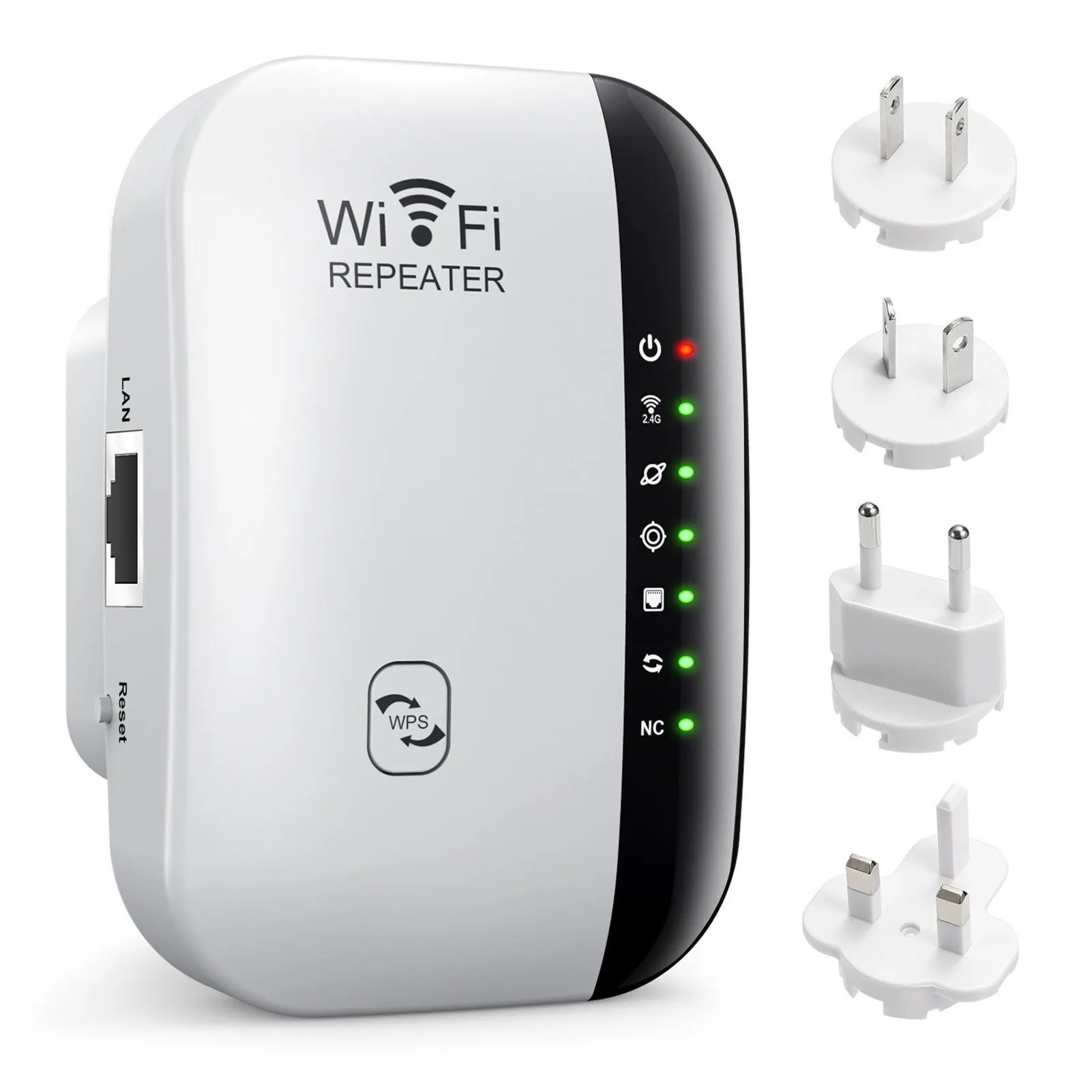 WiFi network extender with 10km range, WPS button, 2.4GHz, ABS body, black colour