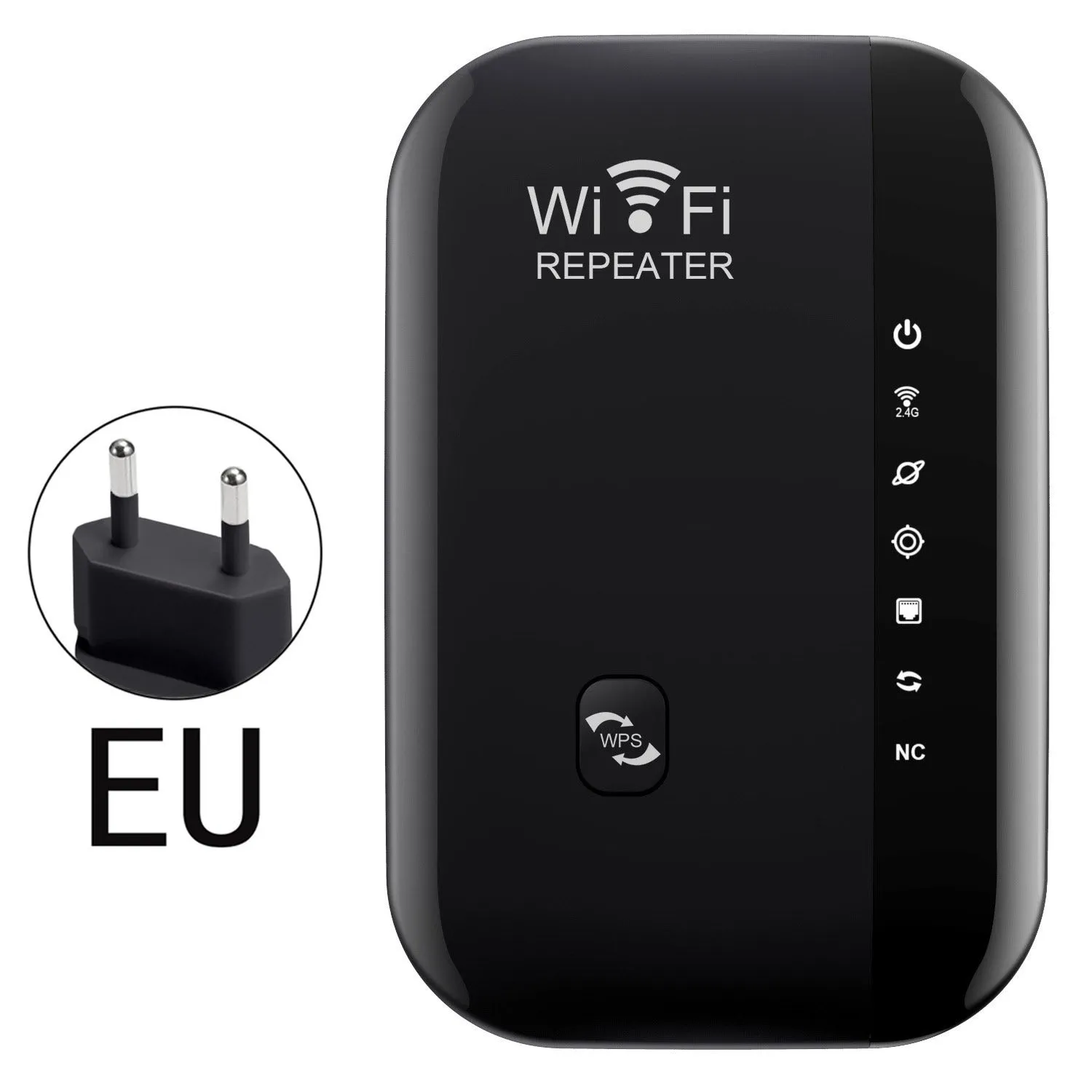 WiFi network extender with 10km range, WPS button, 2.4GHz, ABS body, black colour