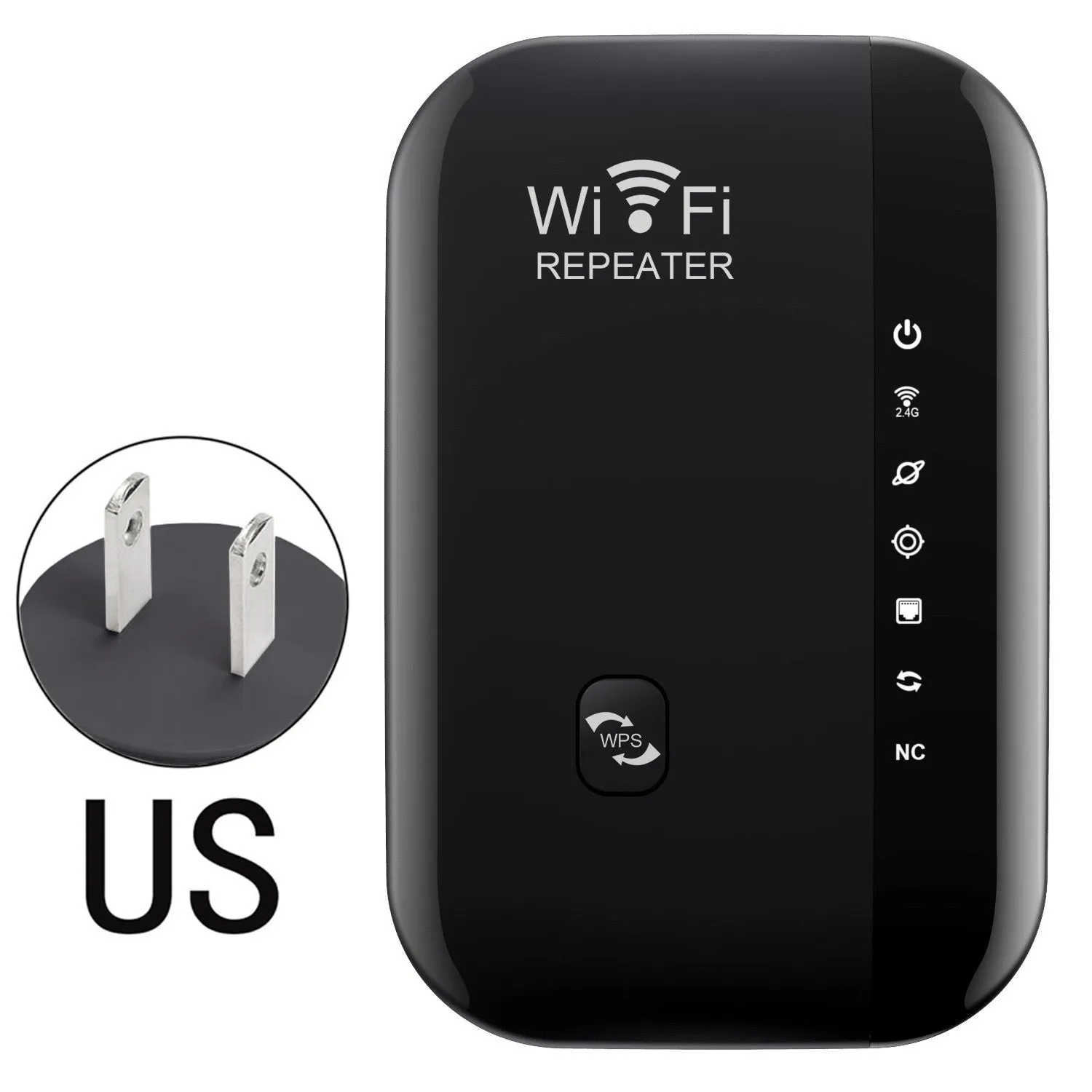 WiFi network extender with 10km range, WPS button, 2.4GHz, ABS body, black colour