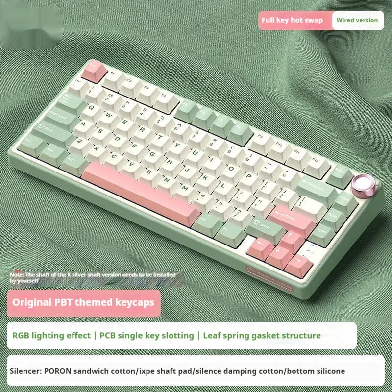 Wireless mechanical keyboard with RGB backlighting and hot-swappable switches in multiple colour options