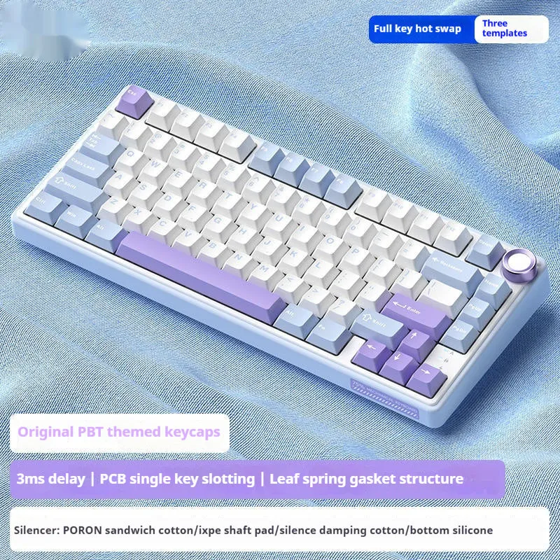 Wireless mechanical keyboard with RGB backlighting and hot-swappable switches in multiple colour options