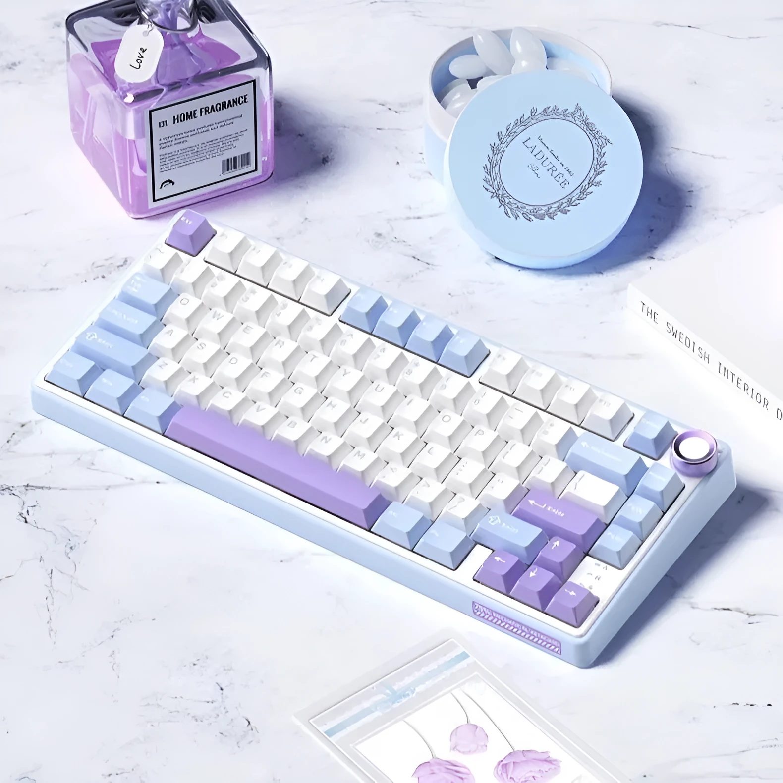 Wireless mechanical keyboard with RGB backlighting and hot-swappable switches in multiple colour options