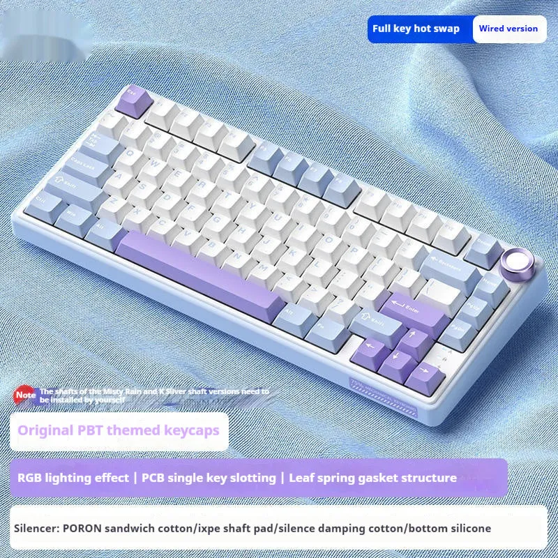 Wireless mechanical keyboard with RGB backlighting and hot-swappable switches in multiple colour options