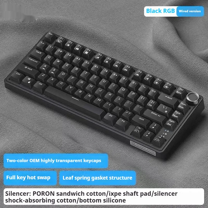 Wireless mechanical keyboard with RGB backlighting and hot-swappable switches in multiple colour options