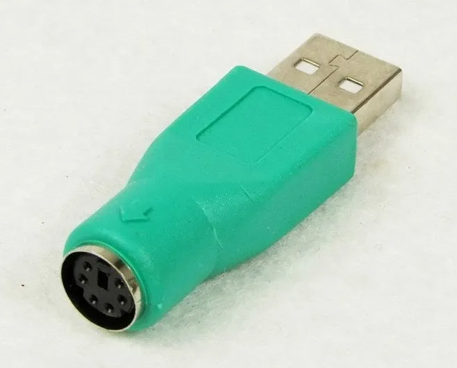 Green PS2 to USB adapter with 1 metre copper cable for computer accessories