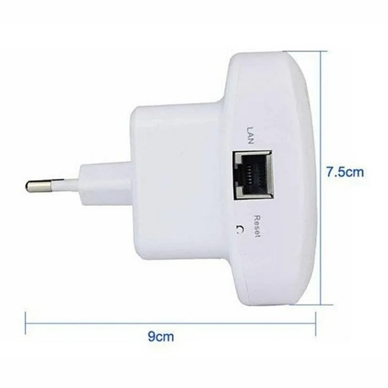 White and black 300Mbps WiFi repeater with UK plug and two integrated antennas