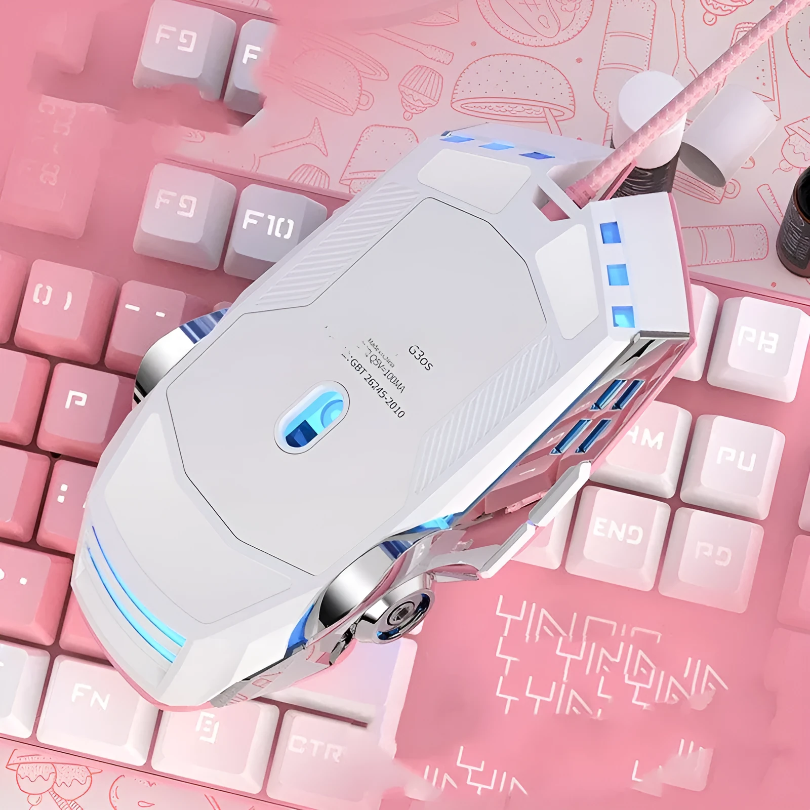 Wired gaming mouse with 7 keys, 3200 DPI optical sensor, and ergonomic design in Style A or C