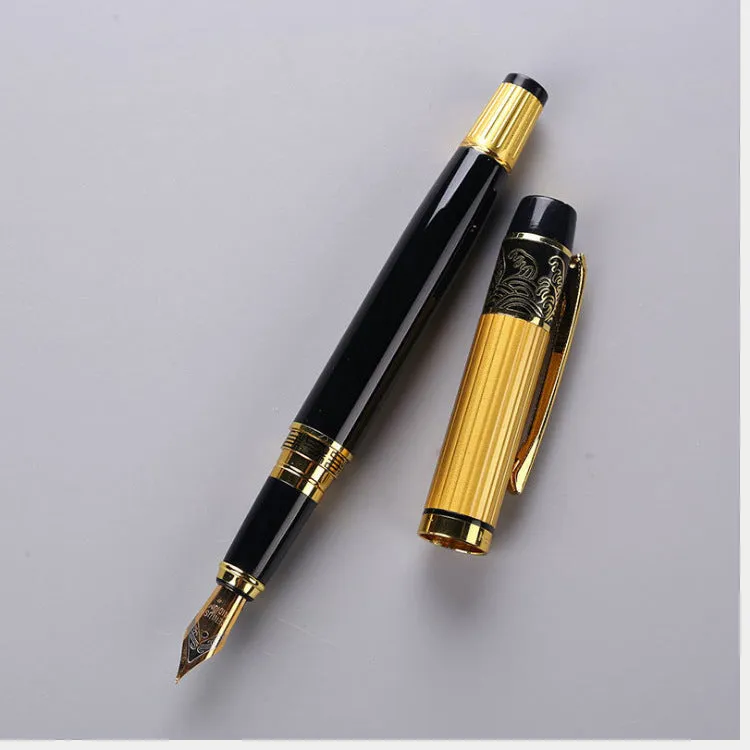 Patterned Orb Pen metal fountain pen black with iridium nib and rotating ink system