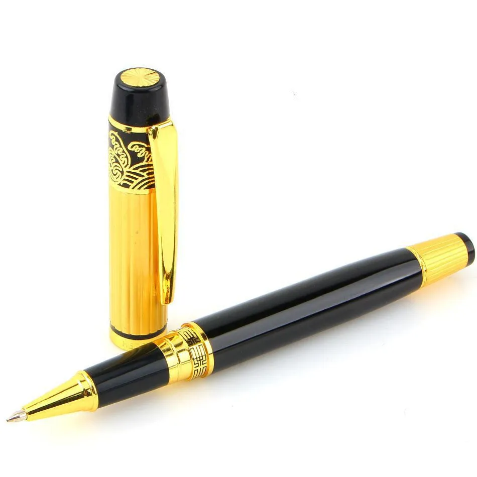 Patterned Orb Pen metal fountain pen black with iridium nib and rotating ink system