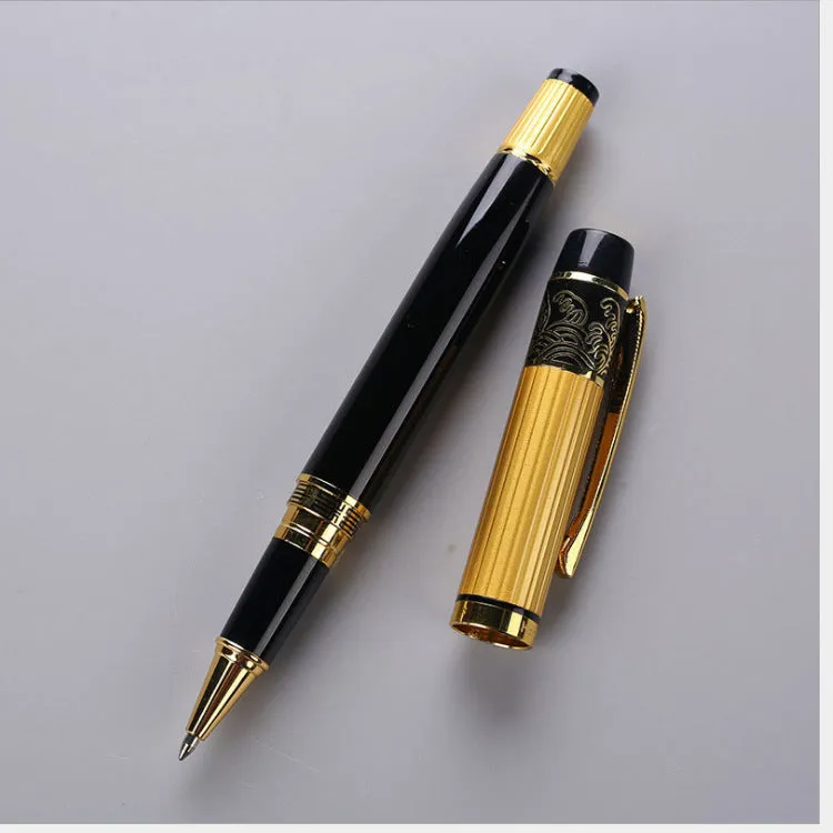 Patterned Orb Pen metal fountain pen black with iridium nib and rotating ink system