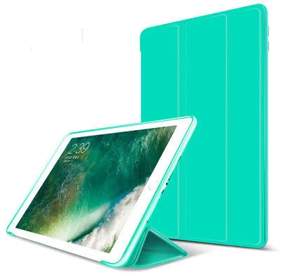 Silicone clamshell tablet case in black imitation leather with plush interior for iPad