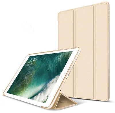 Silicone clamshell tablet case in black imitation leather with plush interior for iPad