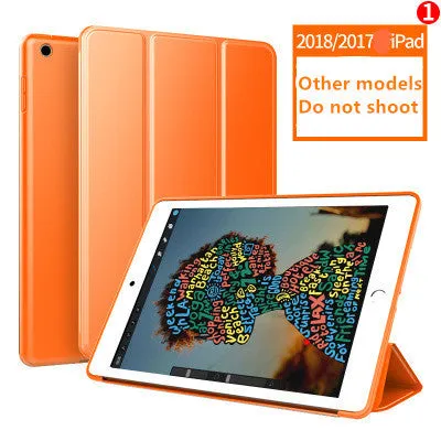 Silicone clamshell tablet case in black imitation leather with plush interior for iPad
