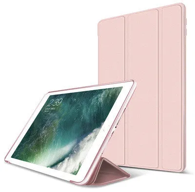 Silicone clamshell tablet case in black imitation leather with plush interior for iPad
