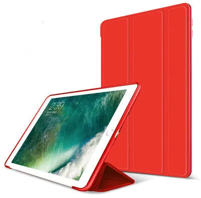 Silicone clamshell tablet case in black imitation leather with plush interior for iPad