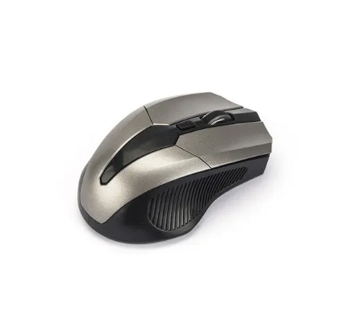 VONTAR wireless 2.4G optical gaming mouse in grey with ergonomic shape and USB receiver