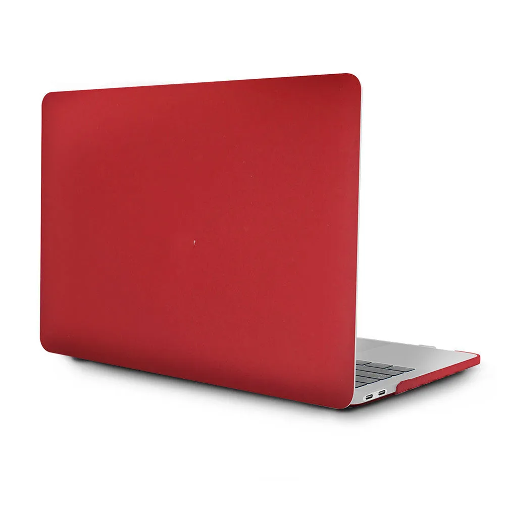 Frosted transparent black plastic protective case fitted on a MacBook Pro showing matte finish