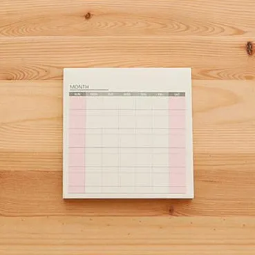 Small 9.5cm square paper planner with 60 sheets, available in monthly, weekly, or work planner style