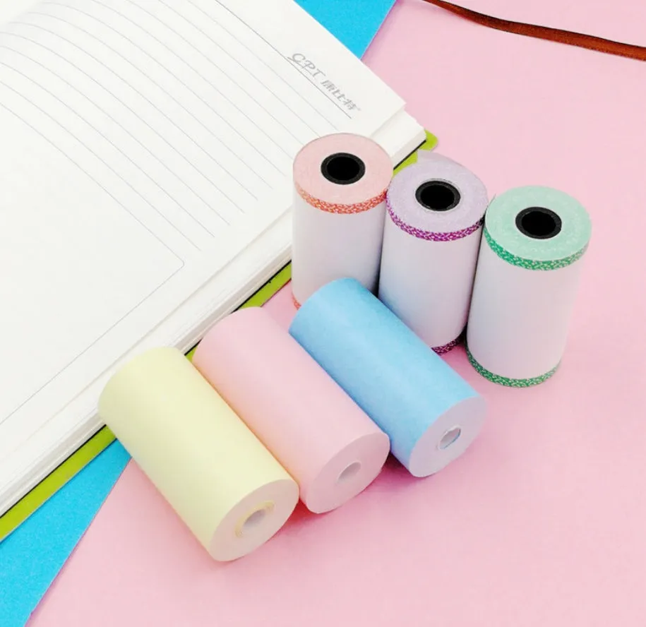 PerPage Mini Wireless Portable Thermal Printer Paper Roll in multiple colour options for stickers and labels