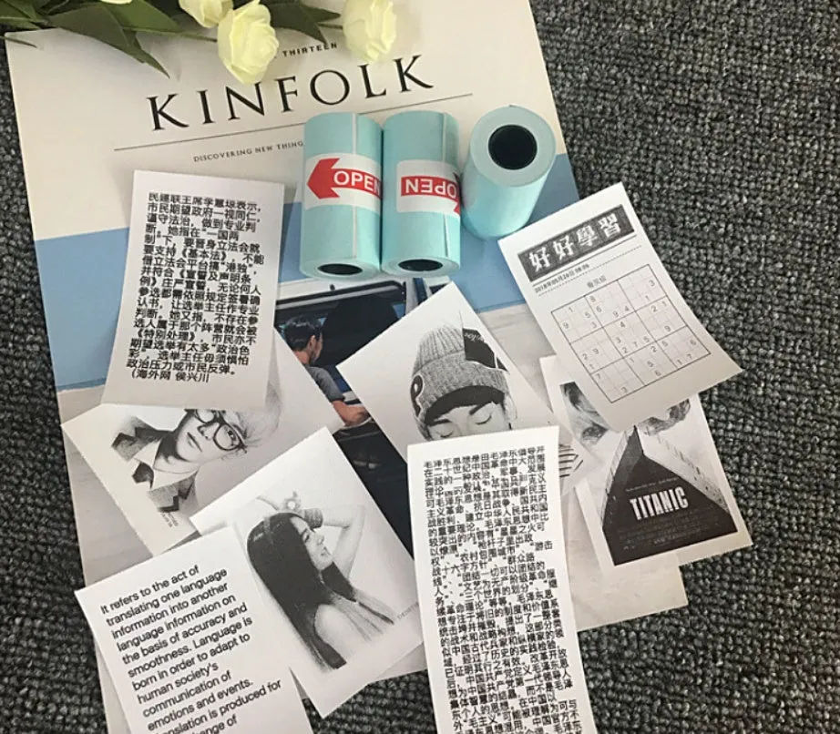 PerPage Mini Wireless Portable Thermal Printer Paper Roll in multiple colour options for stickers and labels
