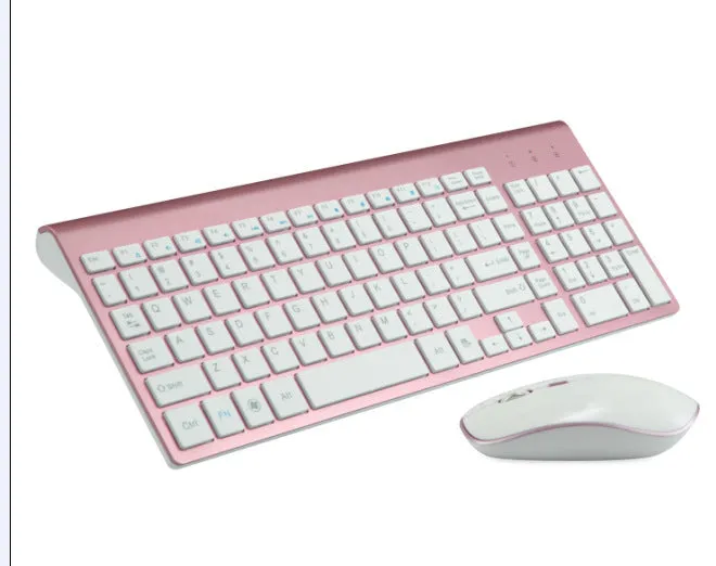 Wireless keyboard and mouse combo full-size 104-key ultra-thin black colour with numeric keypad and USB receiver