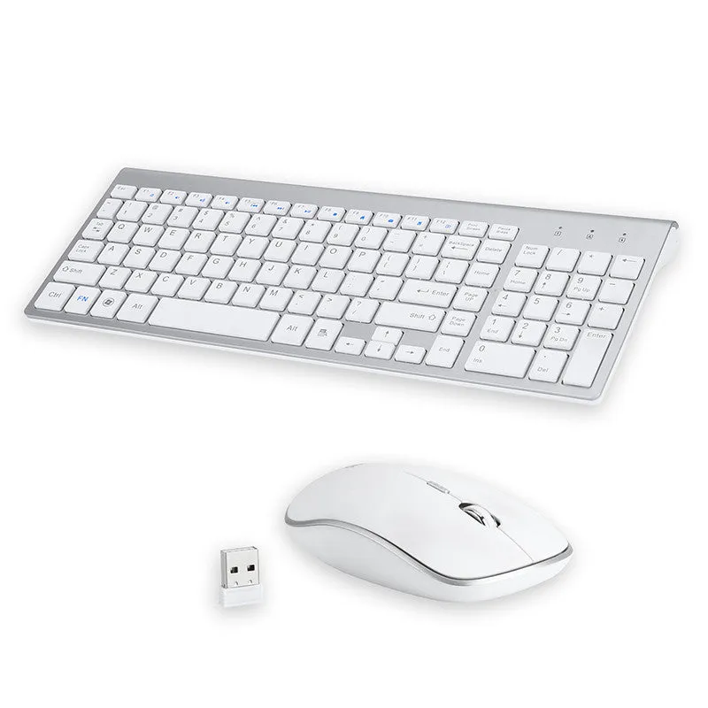 Wireless keyboard and mouse combo full-size 104-key ultra-thin black colour with numeric keypad and USB receiver