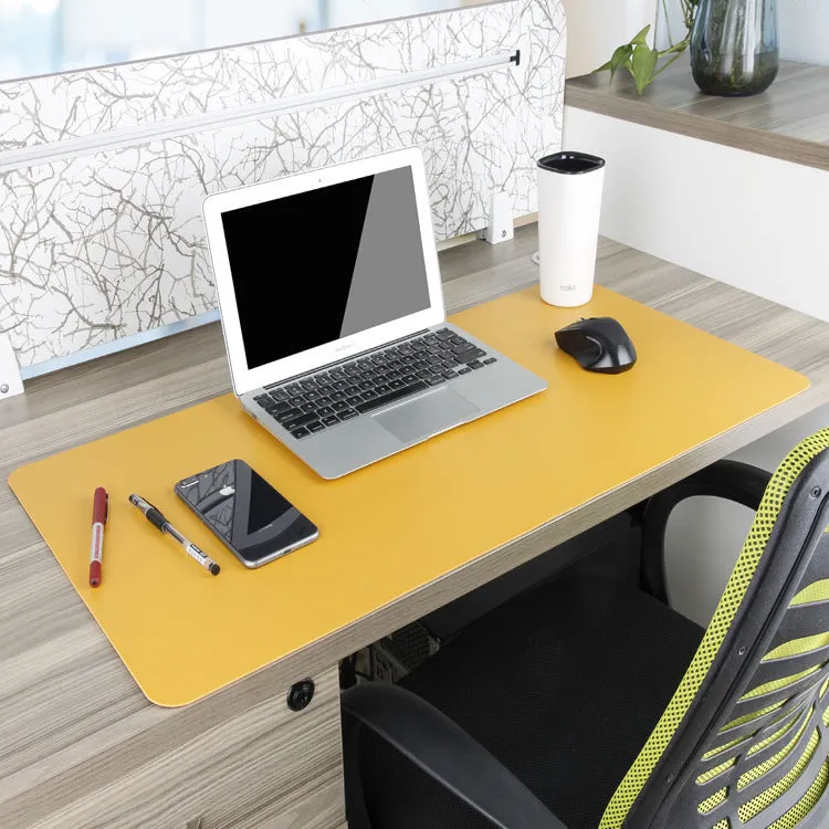 Oversized double-sided PU mouse desk pad in large size with blue yellow colour option