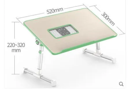 Adjustable laptop desk stand with wood-based panel, folded flat on a surface, 52x30 cm black colour