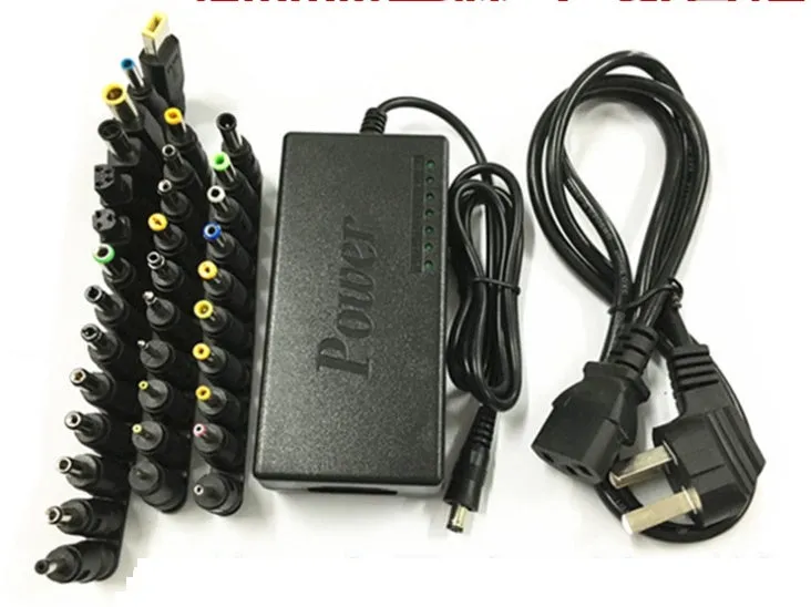 96W universal adjustable power adapter with voltage selector and 34 connector tips
