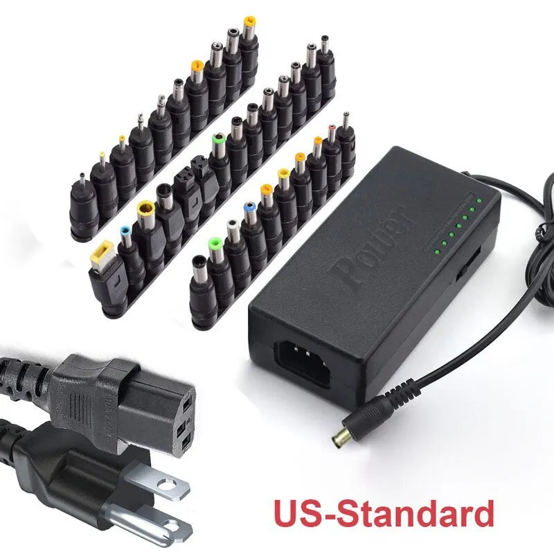 96W universal adjustable power adapter with voltage selector and 34 connector tips
