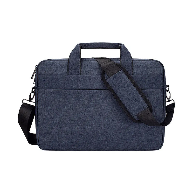 Matte Oxford cloth laptop shoulder bag with zipper closure and soft handle in horizontal square shape
