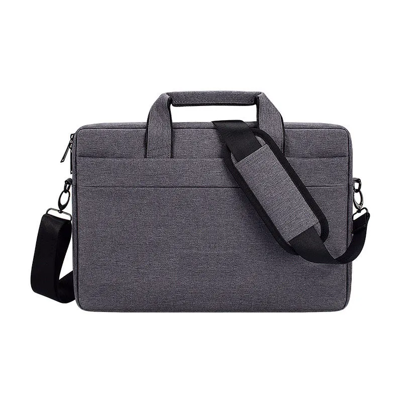 Matte Oxford cloth laptop shoulder bag with zipper closure and soft handle in horizontal square shape