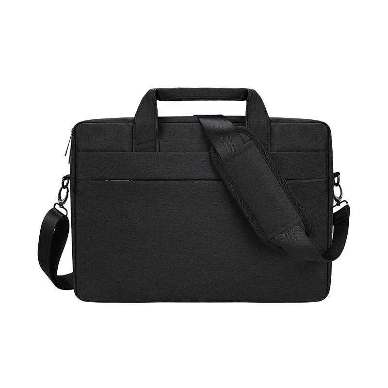 Matte Oxford cloth laptop shoulder bag with zipper closure and soft handle in horizontal square shape
