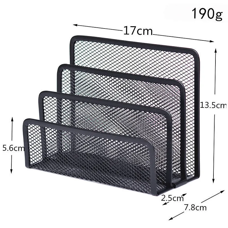 3-tier metal mesh desk organizer book shelves letter tray 170x135x78mm silver