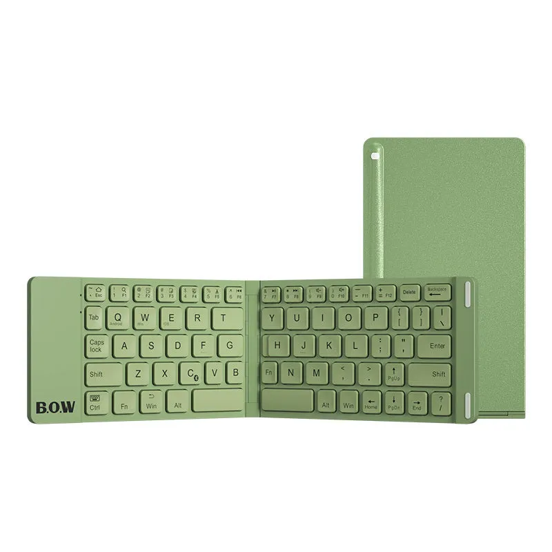 Folding Bluetooth keyboard and mouse set in elegant white, closed position for travel