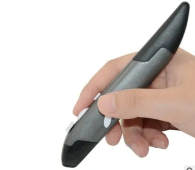 Wireless mouse pen in black with USB receiver, rechargeable 2.4G design for travel and presentations