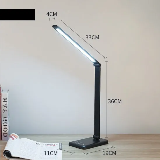 Wireless charging LED desk lamp with rotating head and USB port, Black colour