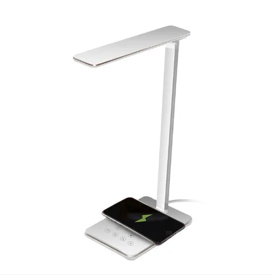 Wireless charging LED desk lamp with rotating head and USB port, Black colour