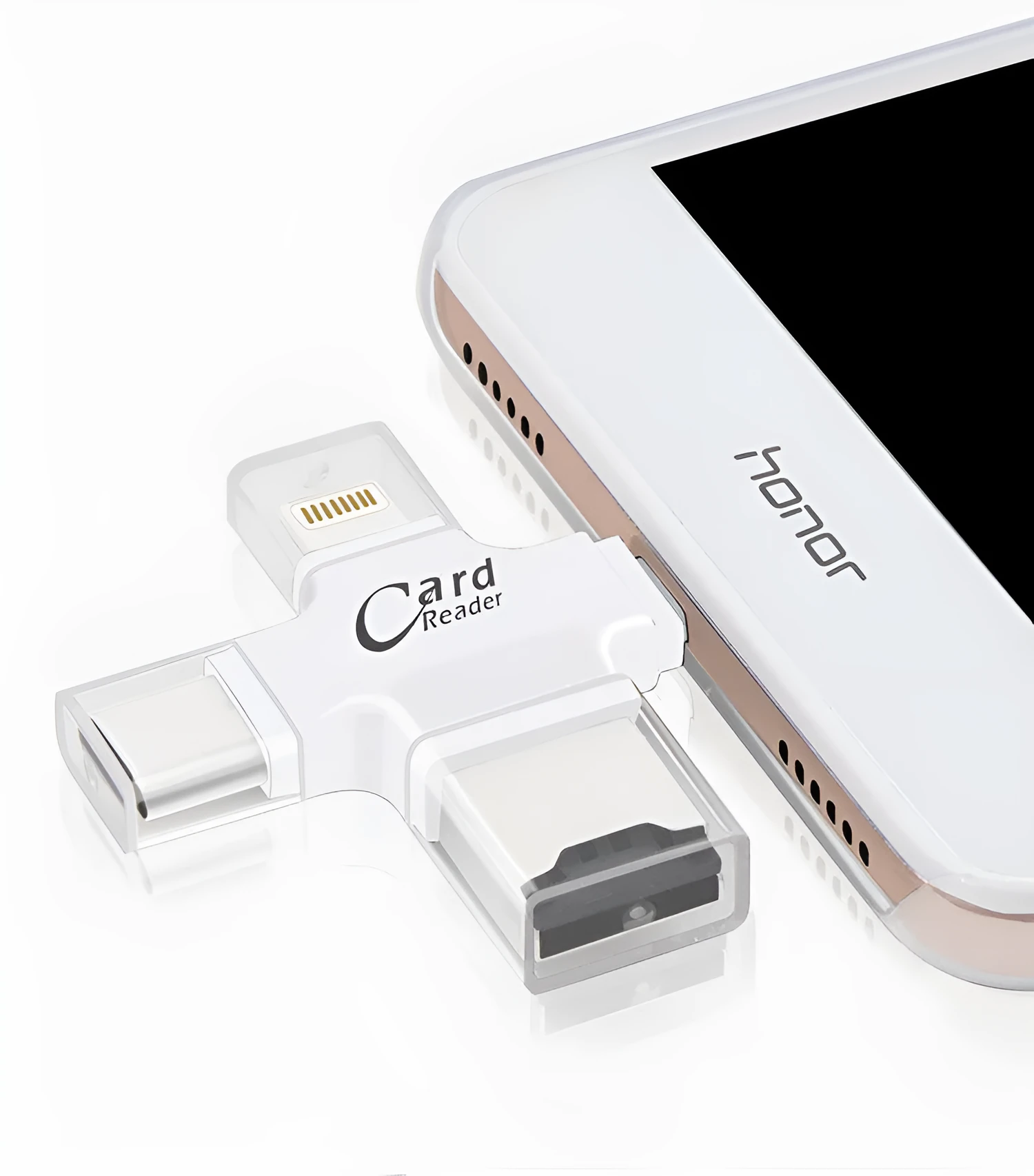 Four-in-one Cross Card Reader with USB 2.0 interface in White colour option