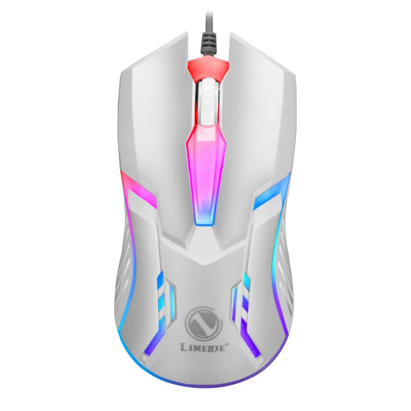 Wired USB gaming mouse with 1600 DPI and colourful breathing light effect in black colour
