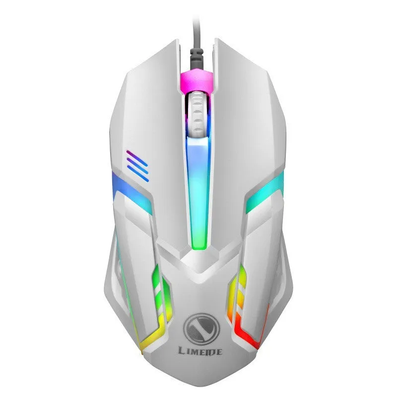 Wired USB gaming mouse with 1600 DPI and colourful breathing light effect in black colour
